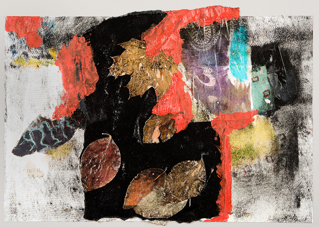 Dead Leaves and Dirty Ground<br />40x27inches <br />Collage and oil paint on paper